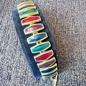 Vintage 80's Bellissima Choice Chunky Multicolored Enamel Jewel Toggle Bracelet